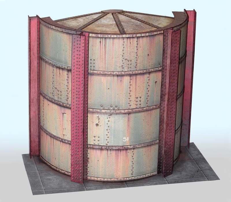 7mm Scale Industrial Storage Tank card model kit ideal for O gauge model railways