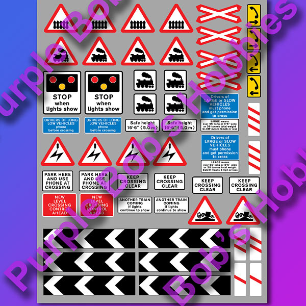 7mm Scale British Level Crossing Signs Suitable For O Gauge Set 4 Purple Bob S Hobbies