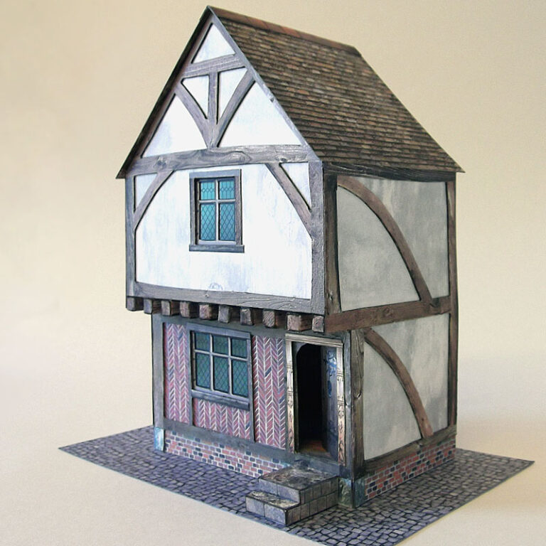 7mm Tudor Town House Half Releif Card Model Kit Purple Bob's Hobbies
